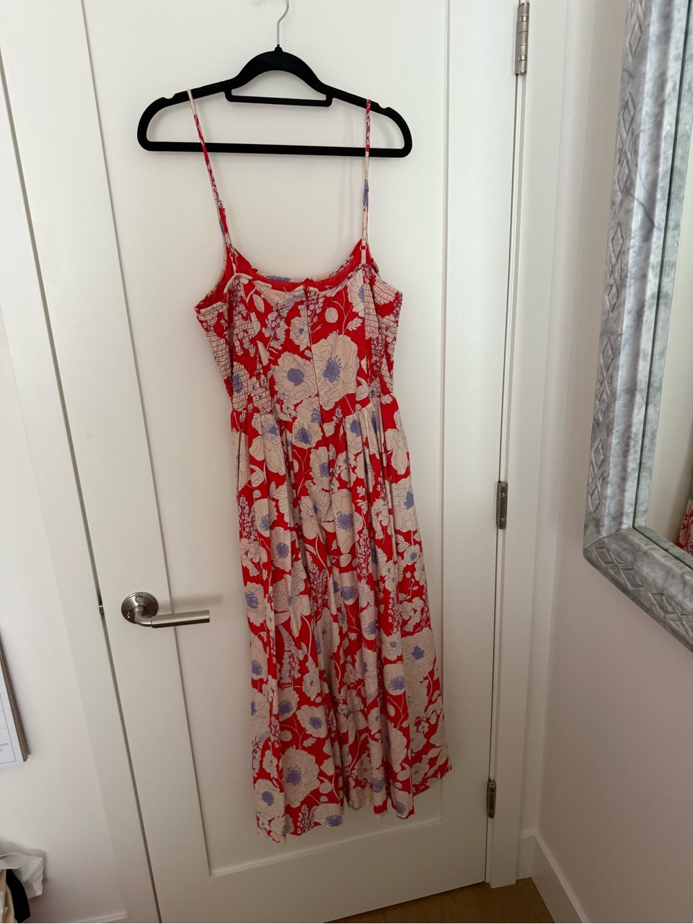 Anthropologie Red Floral Midi Sundress with Spaghetti Straps - Picture 3 of 4
